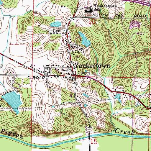 Topographic Map of Yankeetown, IN
