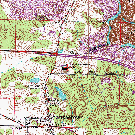 Topographic Map of Yankeetown Elementary School, IN