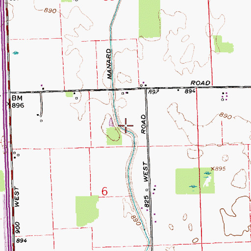 Topographic Map of Yeager Finley Manard Ditch, IN