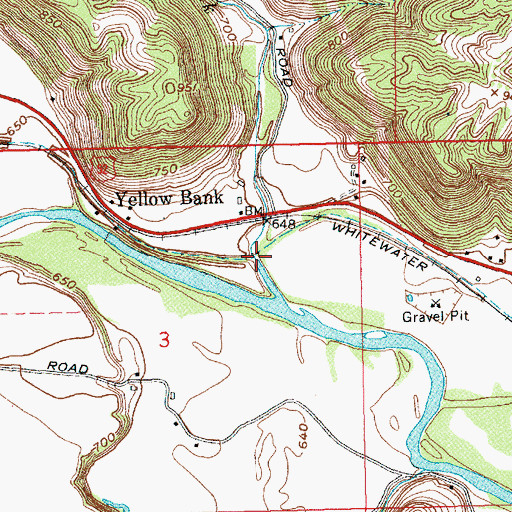 Topographic Map of Yellow Bank Creek, IN