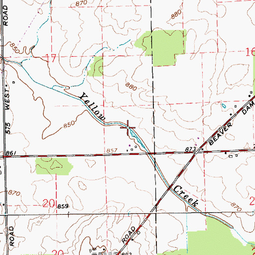 Topographic Map of Yellow Creek, IN