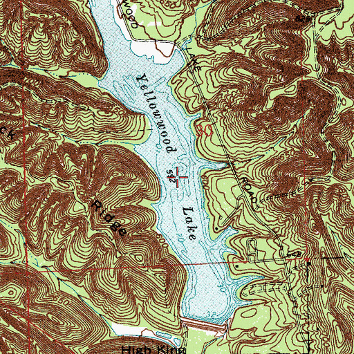 Topographic Map of Yellowwood Lake, IN