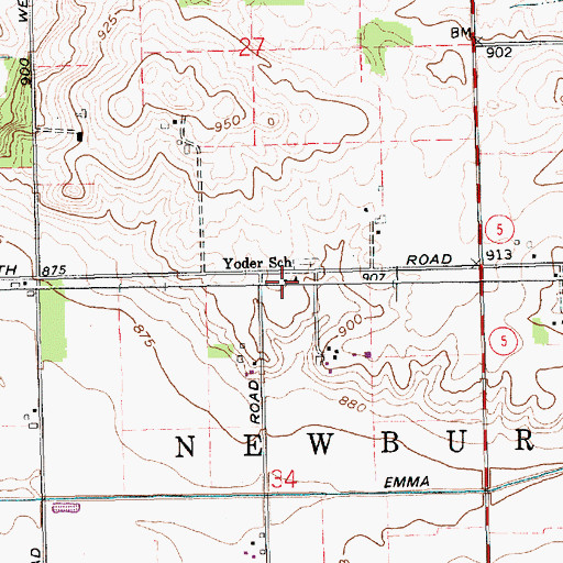 Topographic Map of Yoder School, IN