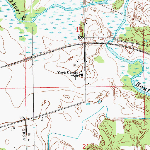Topographic Map of York Center School, IN
