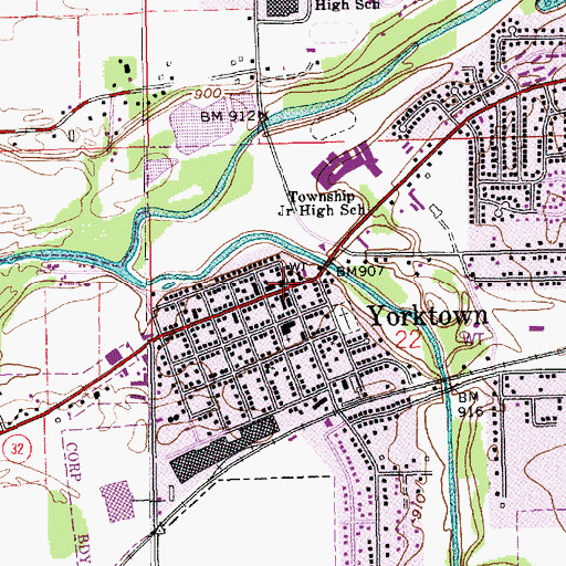 Topographic Map of Yorktown, IN