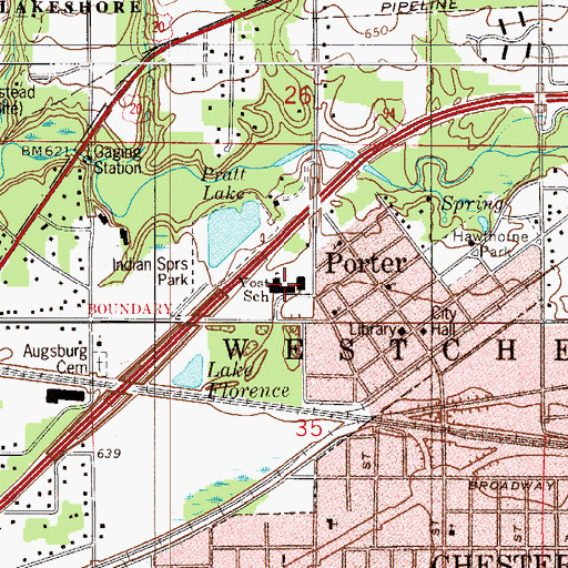 Topographic Map of Newton Yost Elementary School, IN