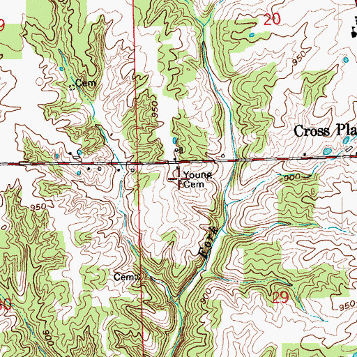 Topographic Map of Young Cemetery, IN