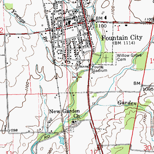 Topographic Map of Youngs Brook, IN