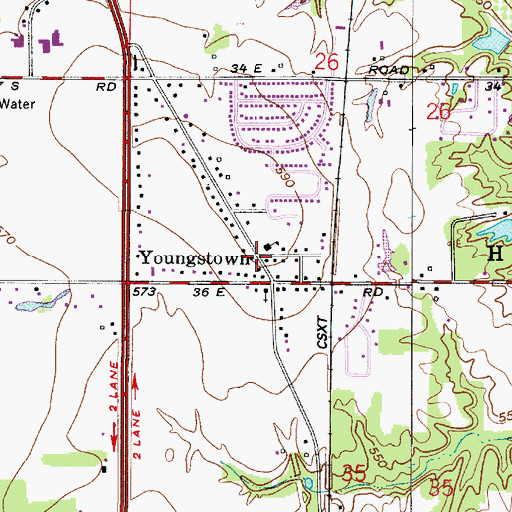 Topographic Map of Youngstown, IN