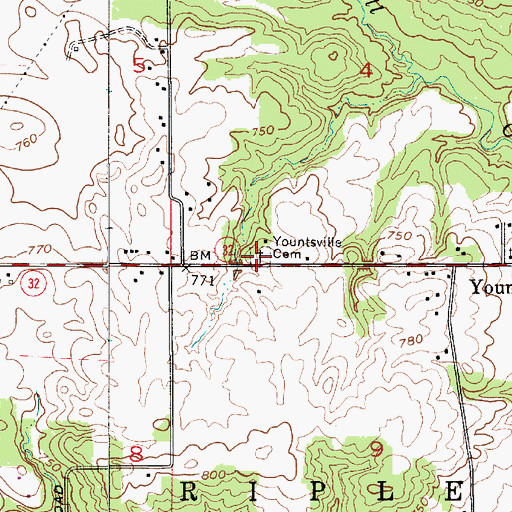 Topographic Map of Yountsville Cemetery, IN