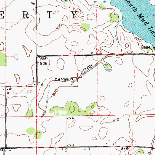 Topographic Map of Zanger Ditch, IN