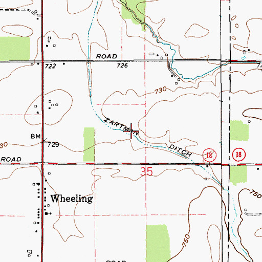 Topographic Map of Zartman Ditch, IN