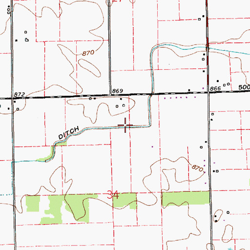 Topographic Map of Zauss Ditch, IN