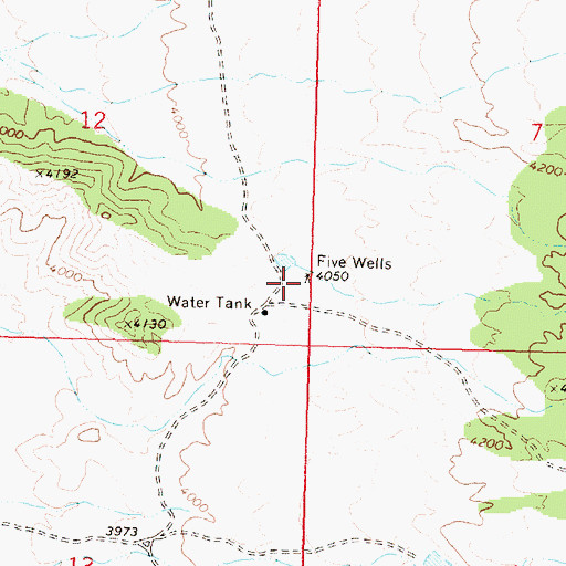 Topographic Map of Five Wells, AZ