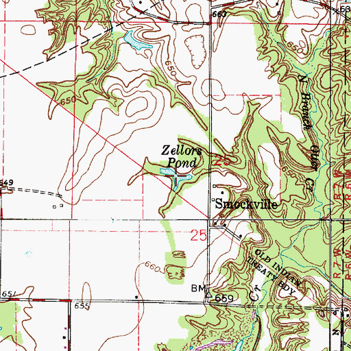Topographic Map of Zellors Pond, IN