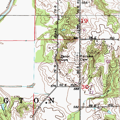 Topographic Map of Zenor Cemetery, IN