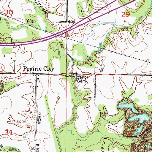 Topographic Map of Zenor Cemetery, IN