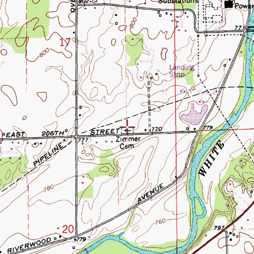 Topographic Map of Zimmer Cemetery, IN