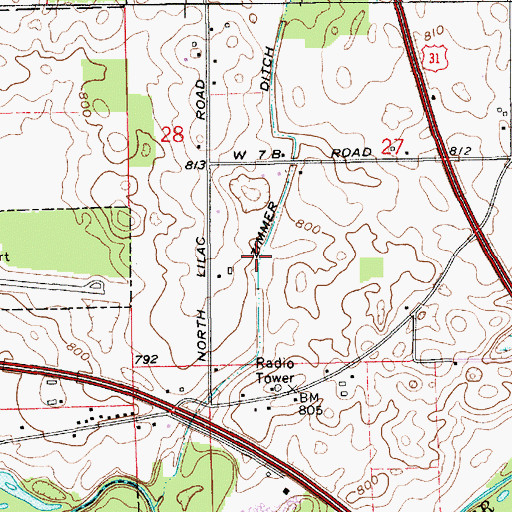 Topographic Map of Zimmer Ditch, IN