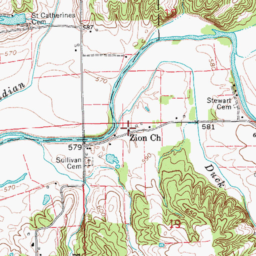 Topographic Map of Zion Church, IN