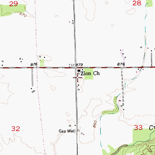 Topographic Map of Zion Church, IN