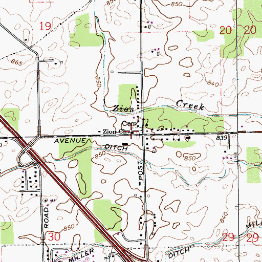 Topographic Map of Zion United Church of Christ, IN