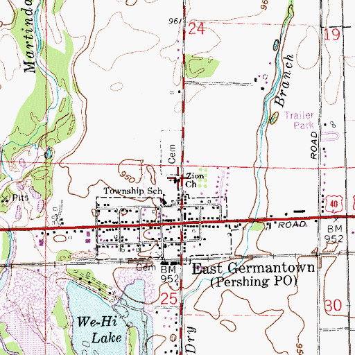 Topographic Map of Zion Church, IN