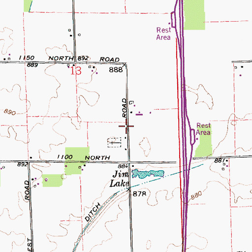 Topographic Map of Zion Church, IN