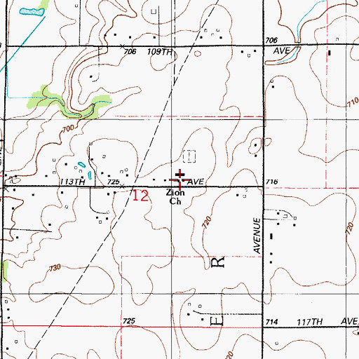 Topographic Map of Zion United Church of Christ, IN