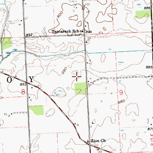 Topographic Map of Zion Church, IN