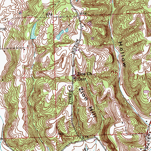 Topographic Map of Zion Church Cemetery, IN