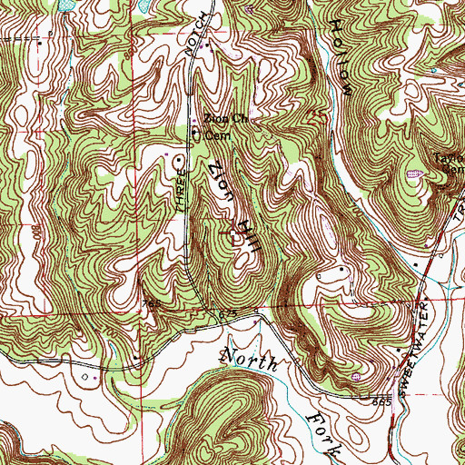 Topographic Map of Zion Hill, IN