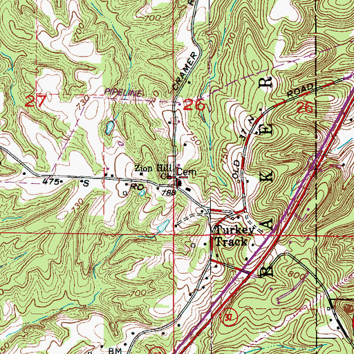 Topographic Map of Zion Hill Church, IN