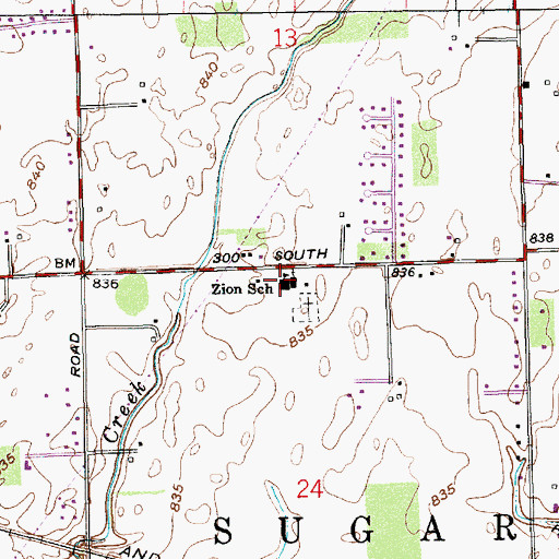 Topographic Map of Zion Lutheran School, IN