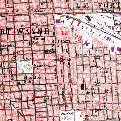 Topographic Map of Zion Lutheran School, IN