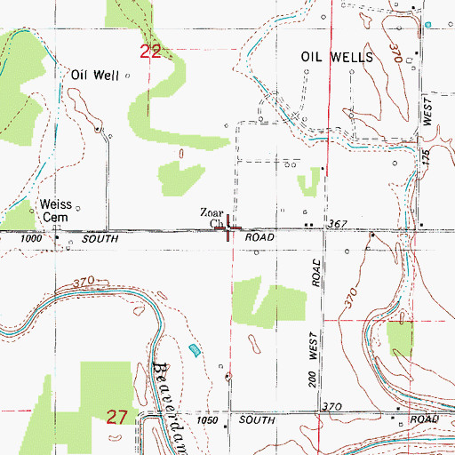 Topographic Map of Zoar Church, IN