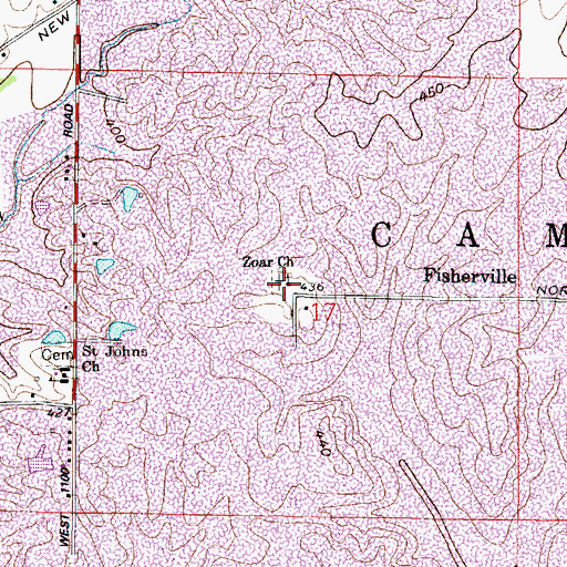 Topographic Map of Zoar Church, IN