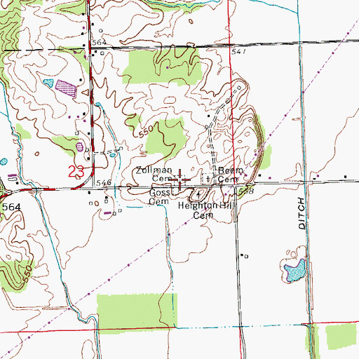Topographic Map of Zollman Cemetery, IN