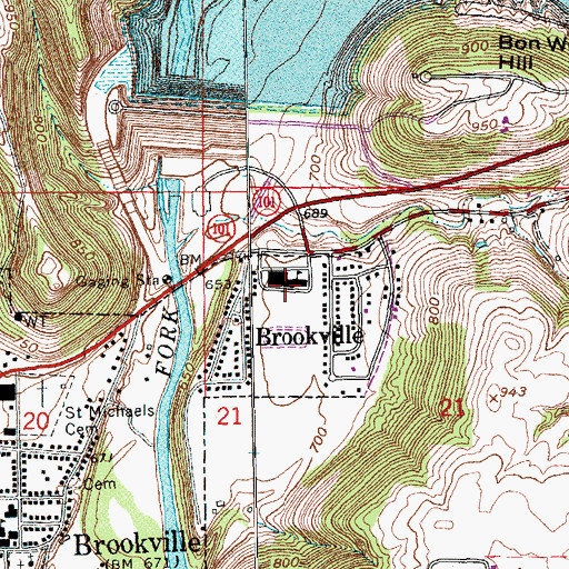 Topographic Map of Brookville High School, IN