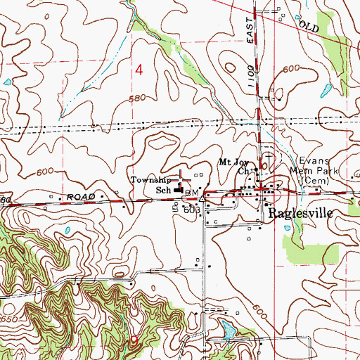 Topographic Map of Raglesville School, IN