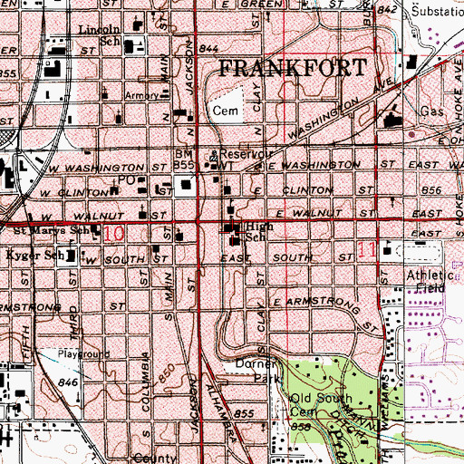 Topographic Map of Frankfort Senior High School, IN