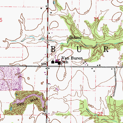 Topographic Map of Van Buren High School, IN