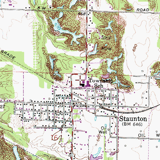 Topographic Map of Staunton Elementary School, IN