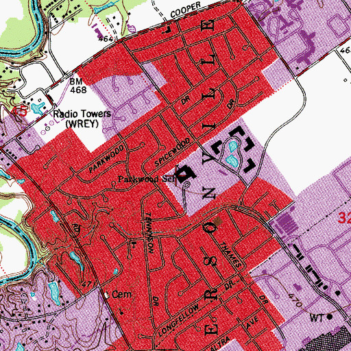 Topographic Map of Parkwood Elementary School, IN