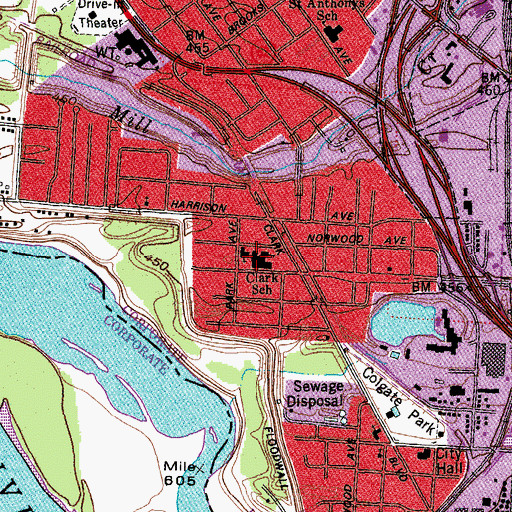 Topographic Map of George Rogers Clark Elementary School, IN