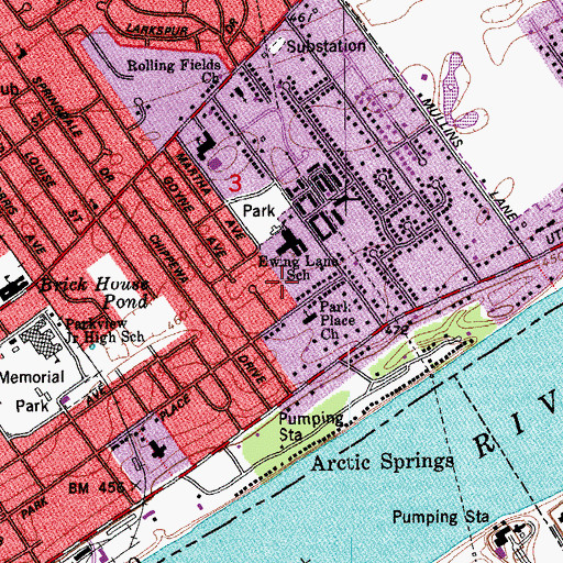 Topographic Map of Ewing Lane Elementary School, IN