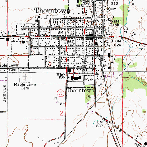 Topographic Map of Western Boone Junior-Senior High School, IN