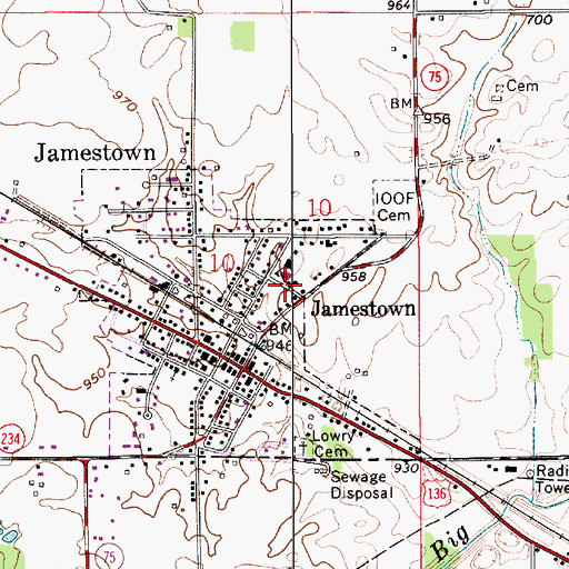 Topographic Map of Granville Wells Elementary School, IN