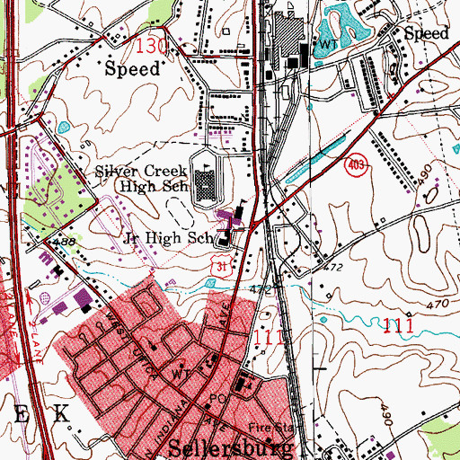 Topographic Map of Silver Creek Junior High School, IN