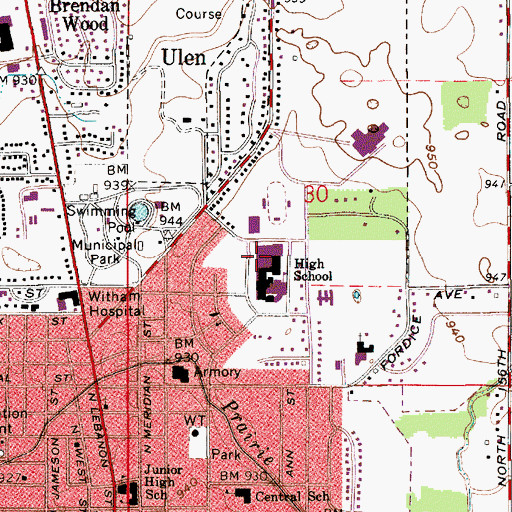 Topographic Map of Lebanon Senior High School, IN